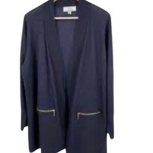 Premise Navy Knit Cardigan with gold tone zipper pocket new with tag xlg